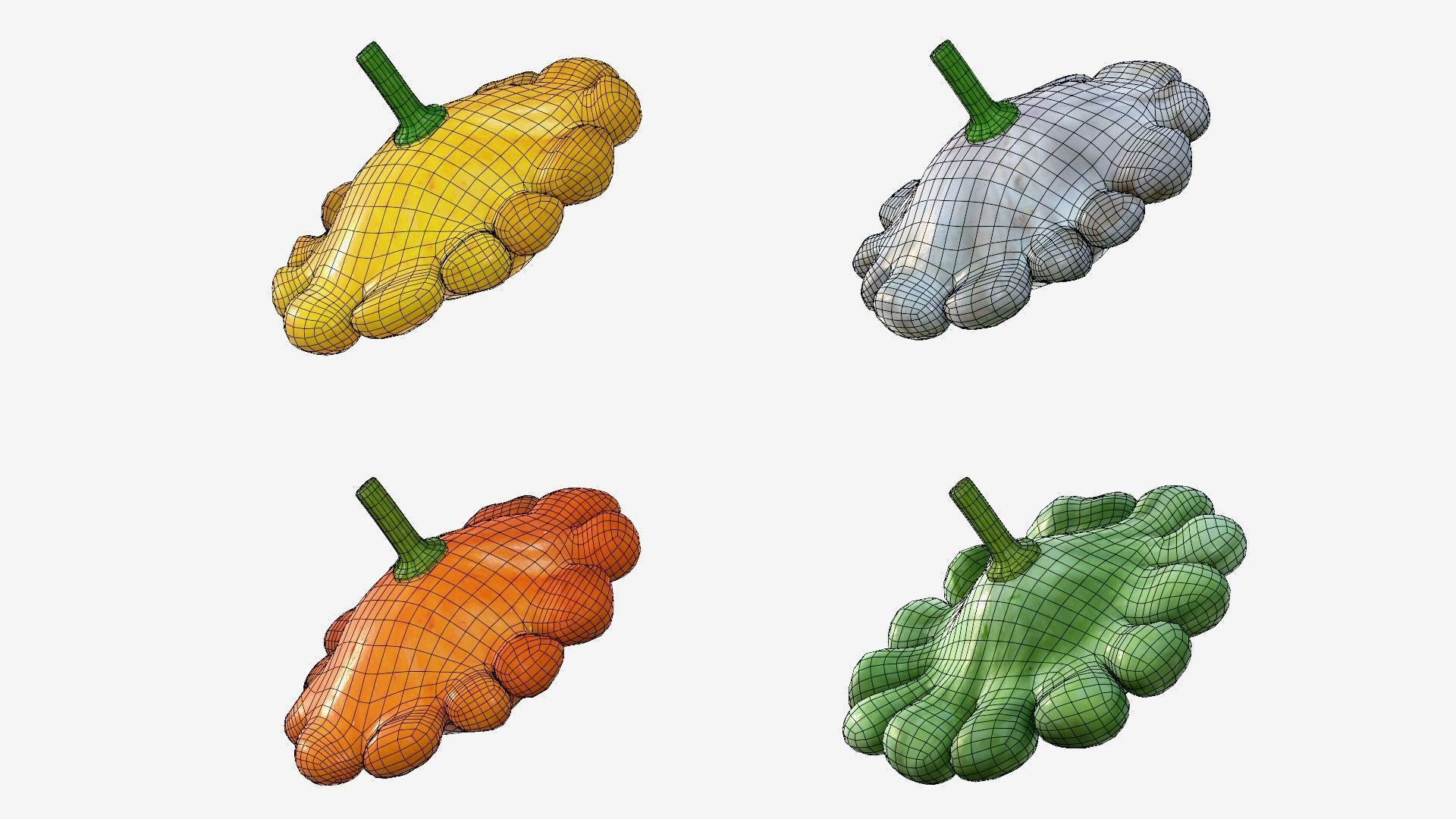 Scallop squash Low-poly 3D model_37