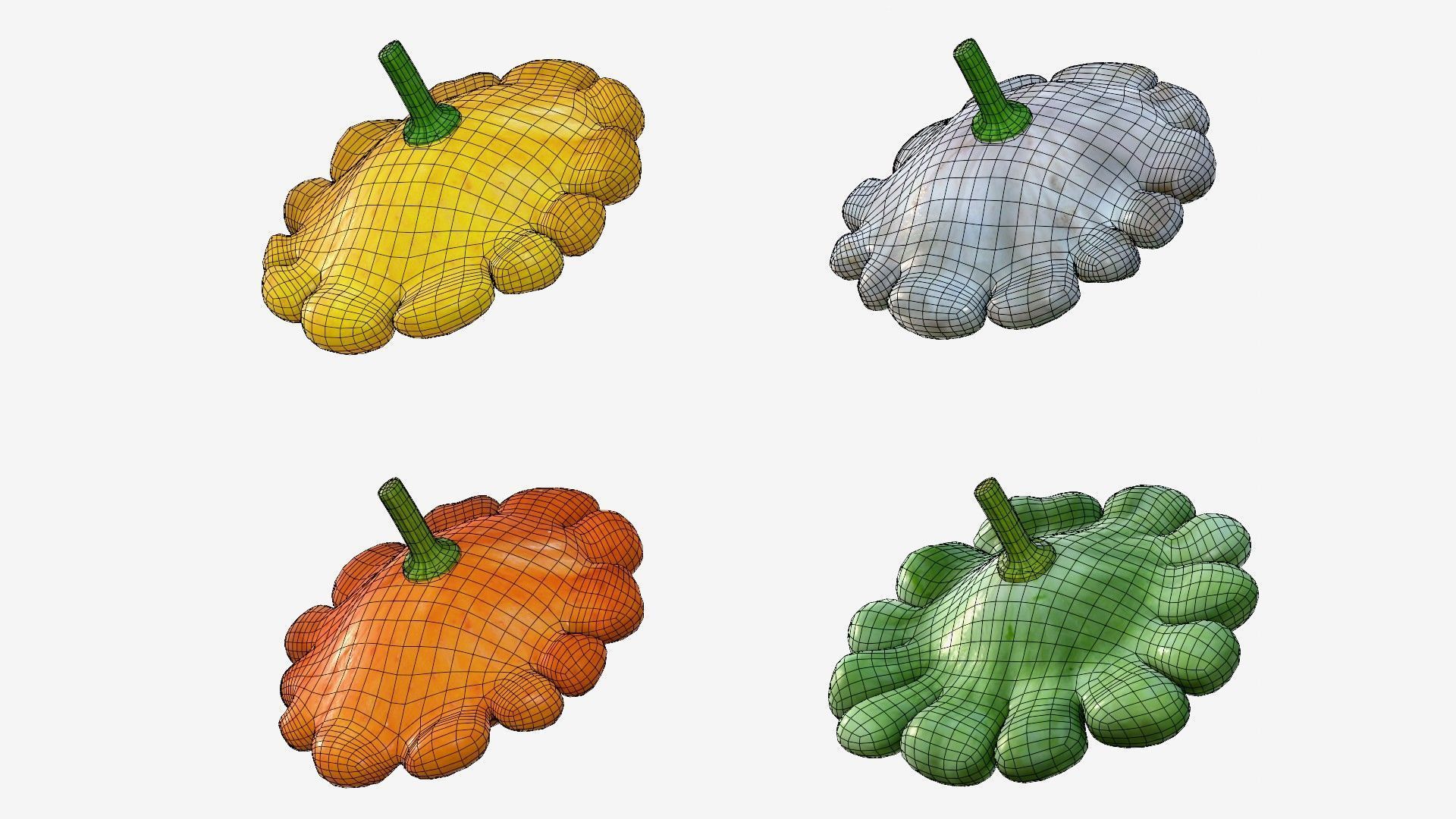 Scallop squash Low-poly 3D model_36