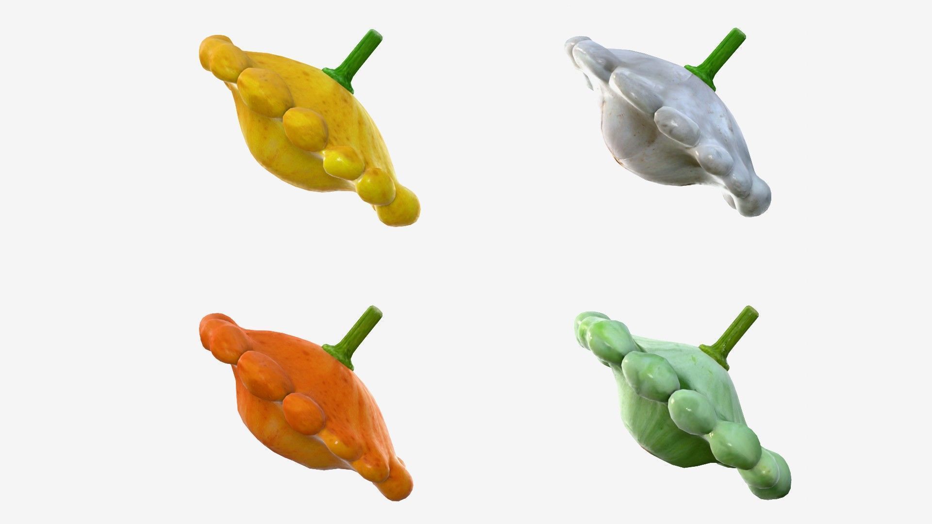 Scallop squash Low-poly 3D model_8