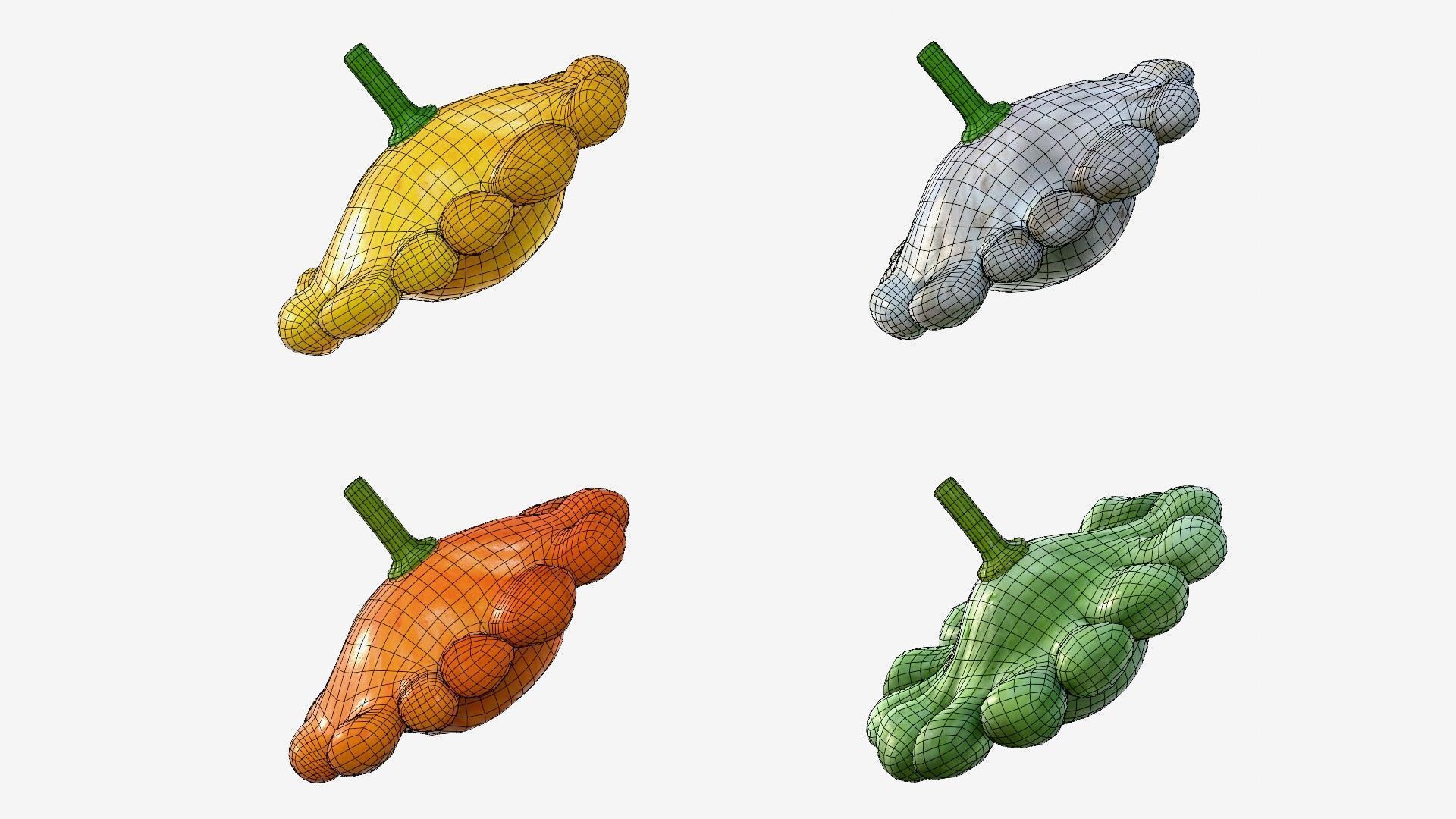 Scallop squash Low-poly 3D model_38