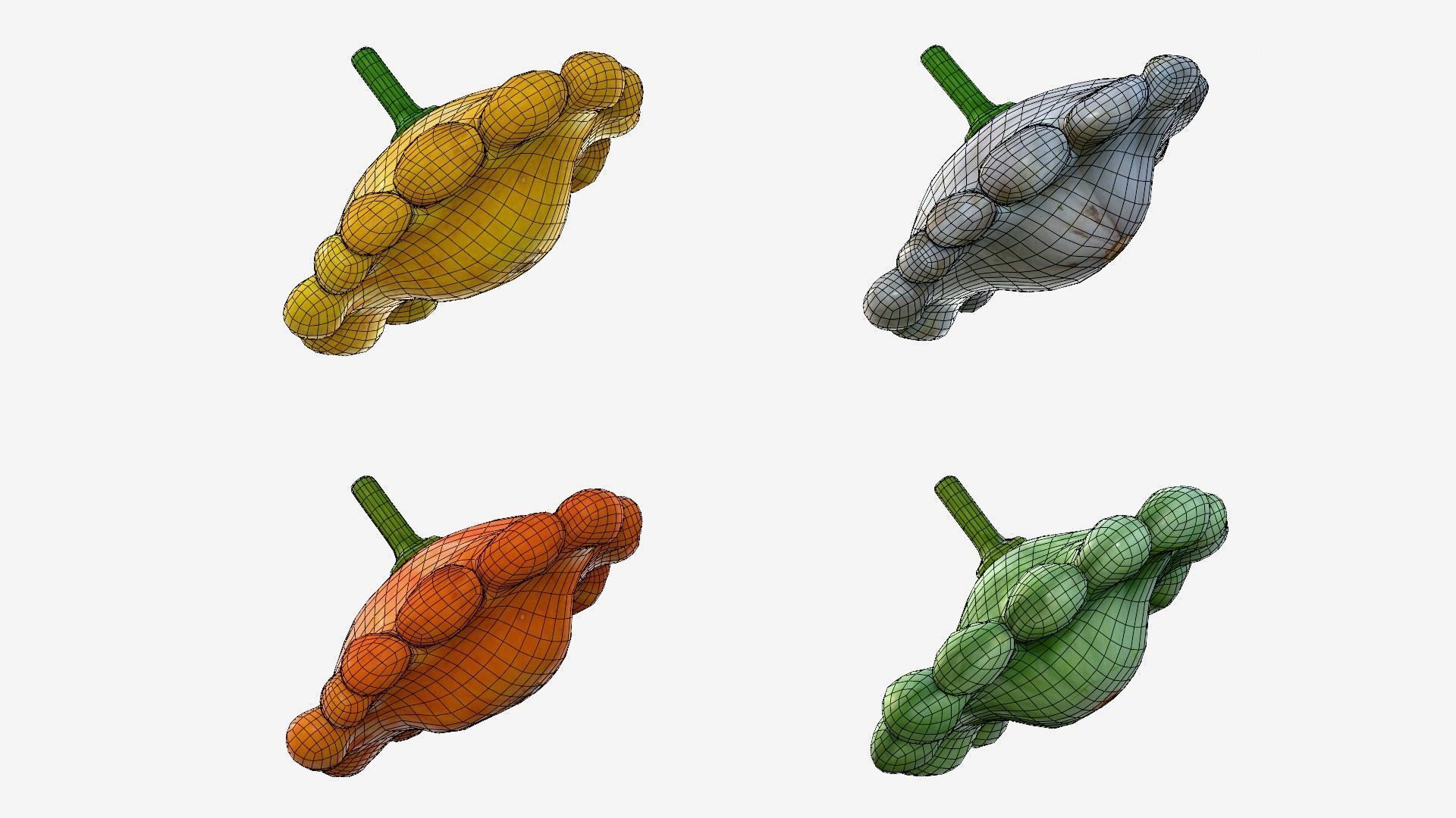 Scallop squash Low-poly 3D model_40