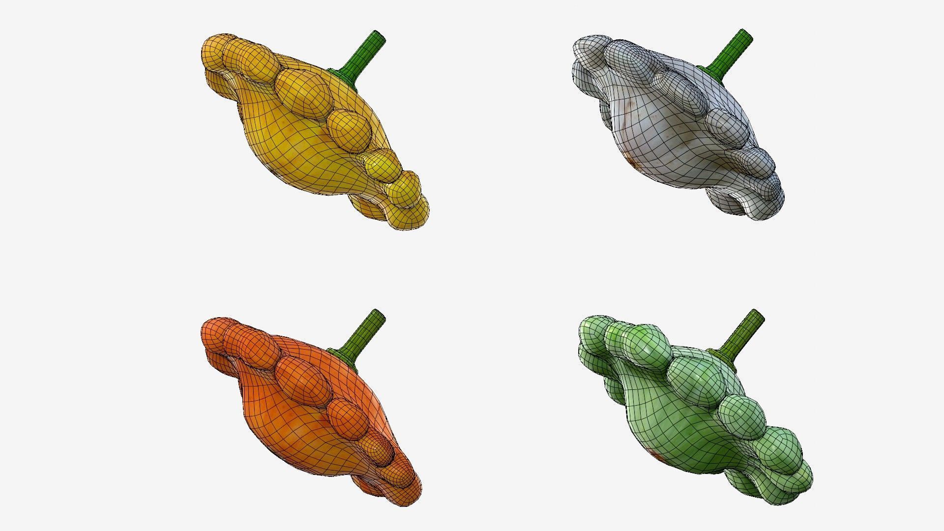 Scallop squash Low-poly 3D model_29