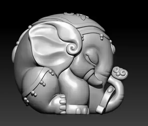 Cartoon Cute Jewelry Elephant 3D Sculpture Model