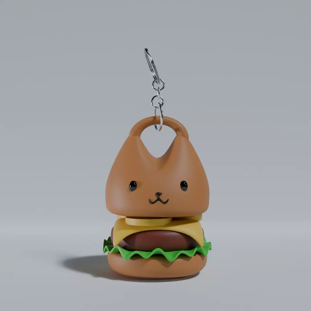 Burger cat keyring Free 3D print model