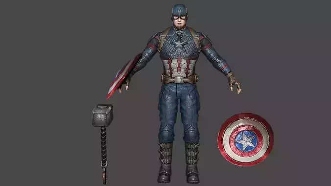 Captain America  Low-poly 3D model