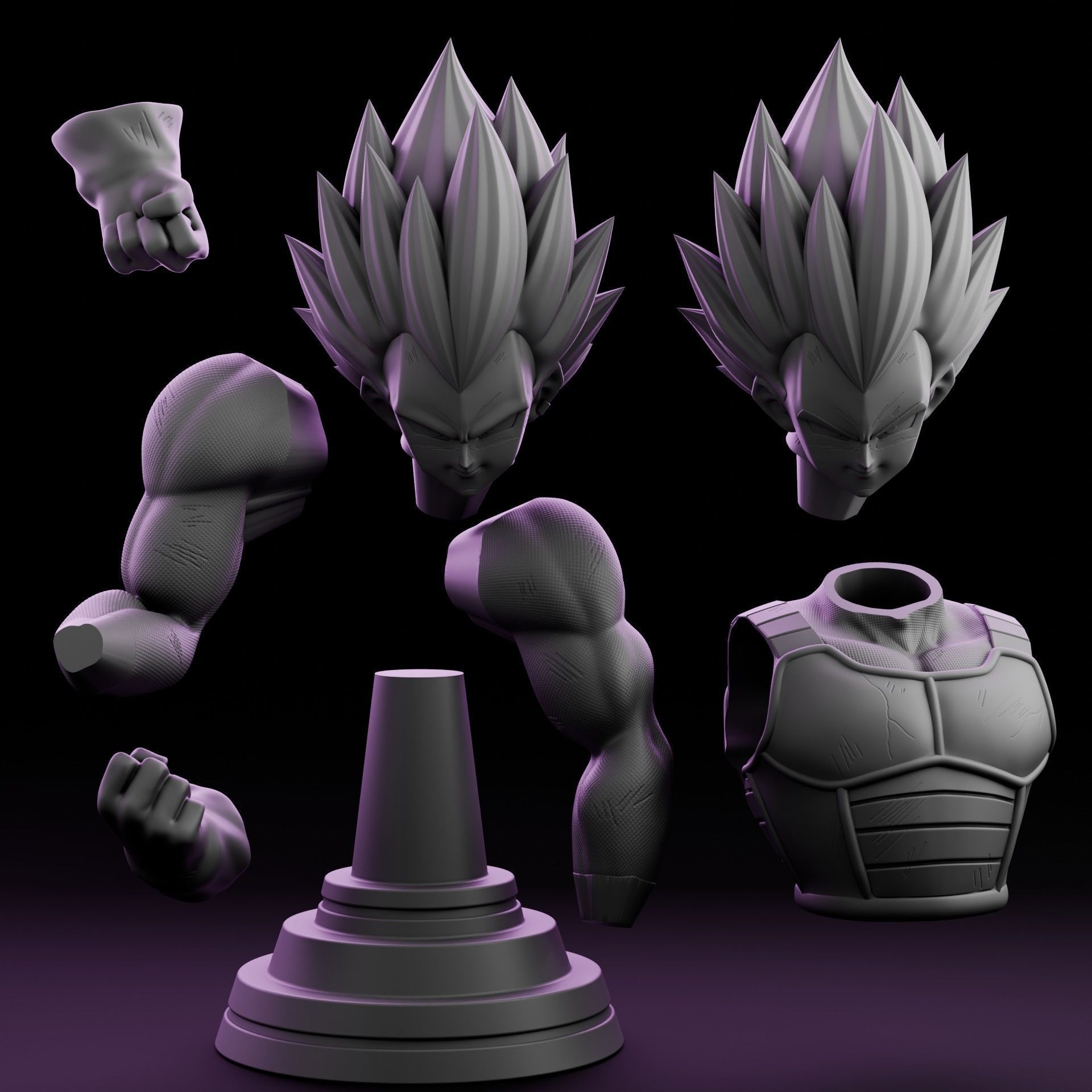 Vegeta Ultra Ego Bust 3D print model_4