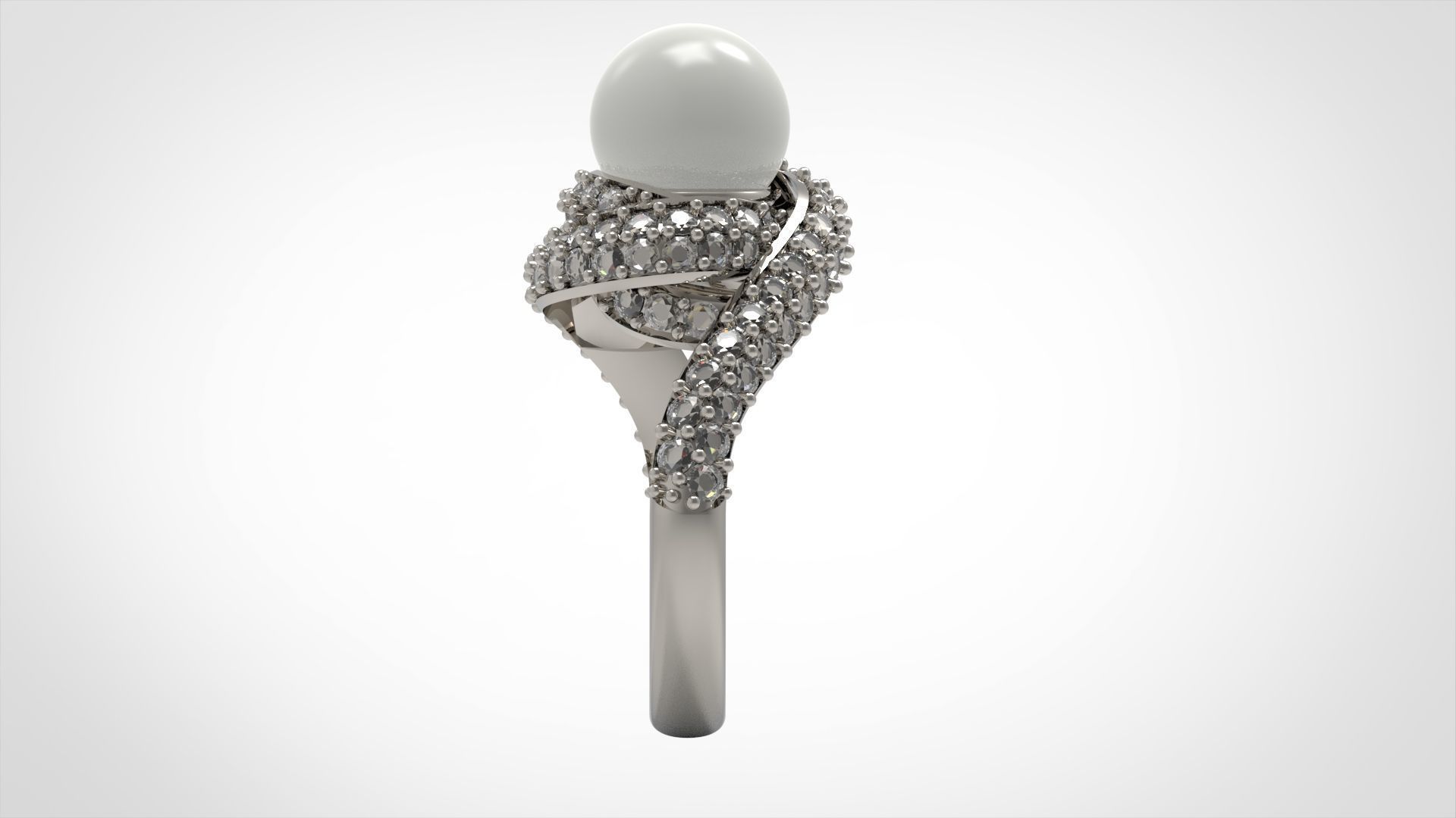 luxury pearl ring pr0003 3D print model_1