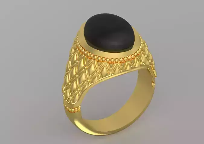 Man onyx and gold STL ring with pattern model mr0009 3D print model