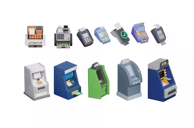 Cartoon ATM POS machine  super cash register  ATM machine