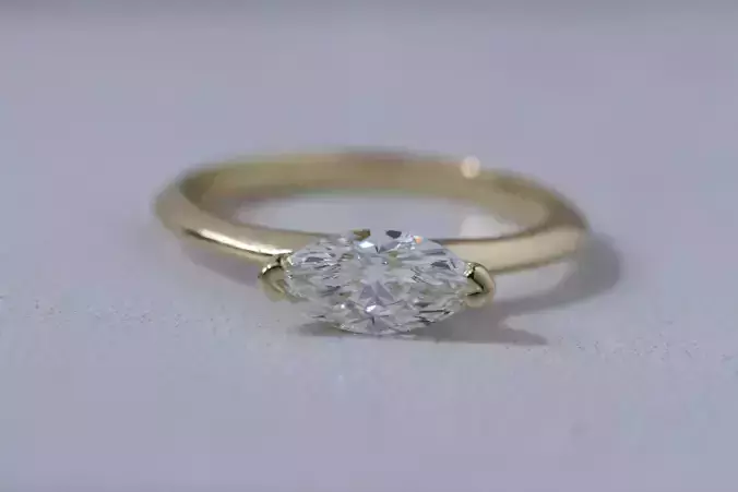 Marquise-Cut Solitaire Engagement Ring - 3D Model