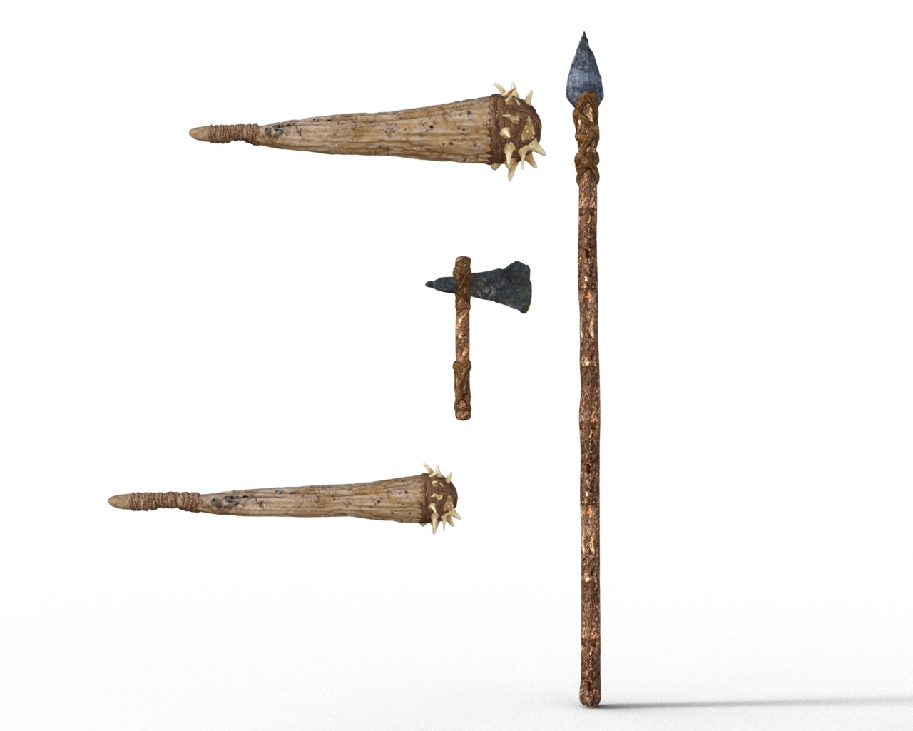 Prehistoric Wild weapons 3d model Low-poly 3D model_2