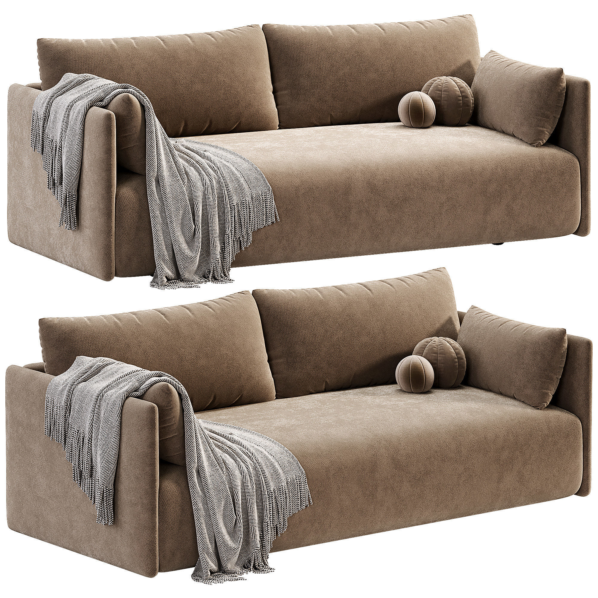 Offset Seater Sofa Low-poly 3D model_5