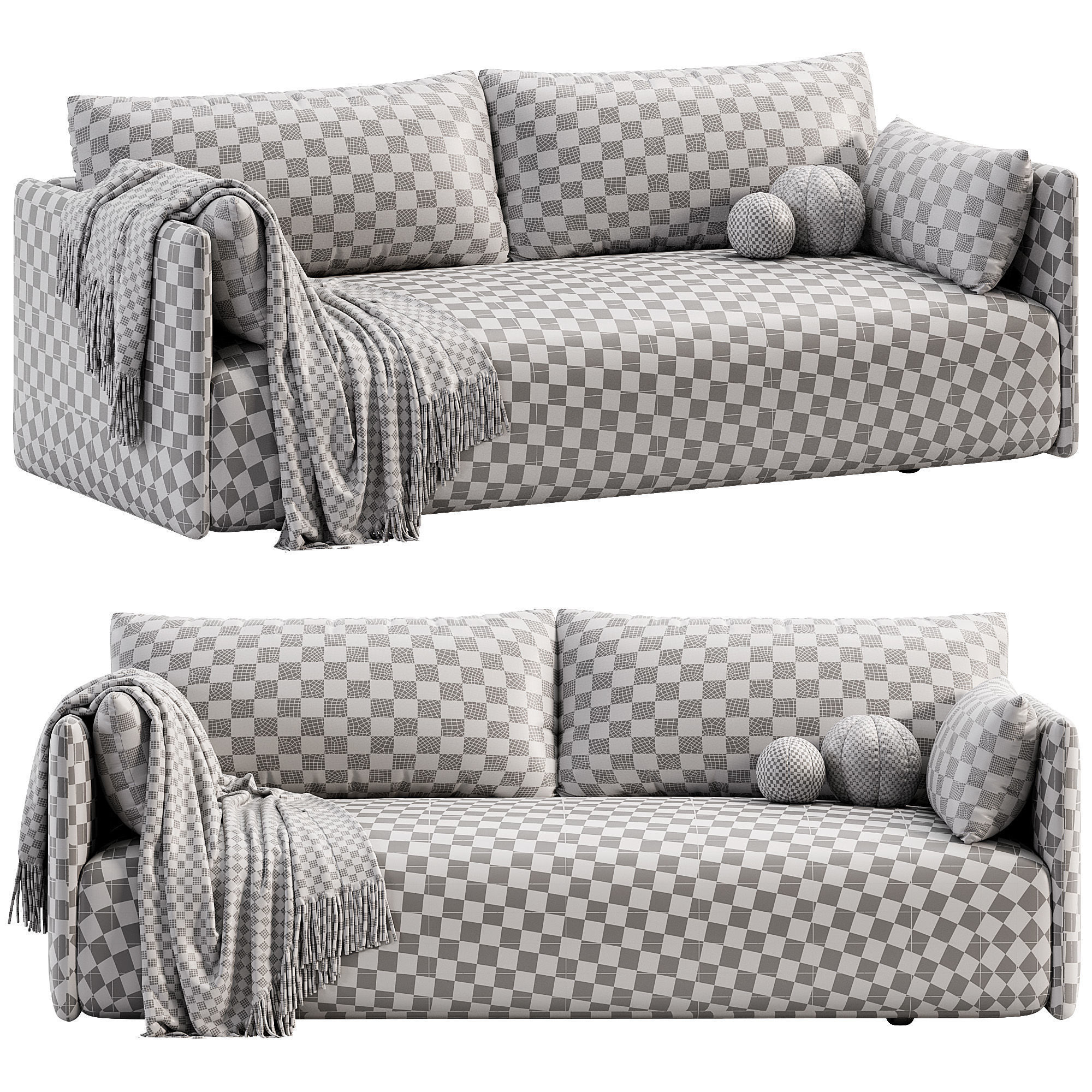 Offset Seater Sofa Low-poly 3D model_7
