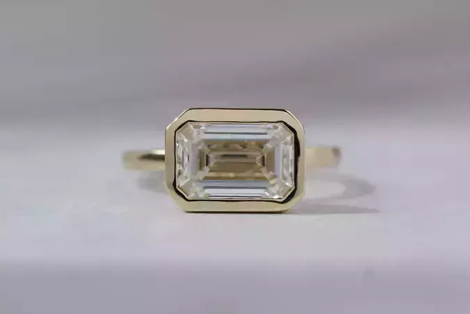 Emerald-Cut Solitaire Diamond Ring - 3D Model
