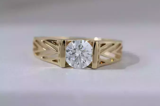 Mens Geometric Solitaire Ring
