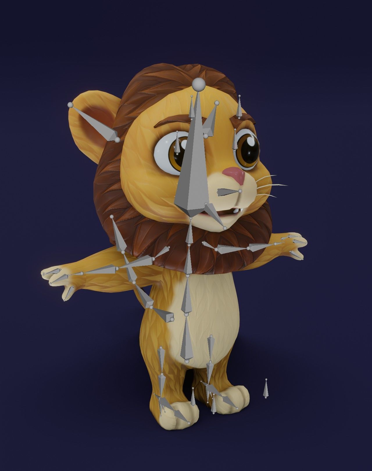 Cartoon Animated Tiger Lion and Fox 3D Model Collection Low-poly 3D model_45