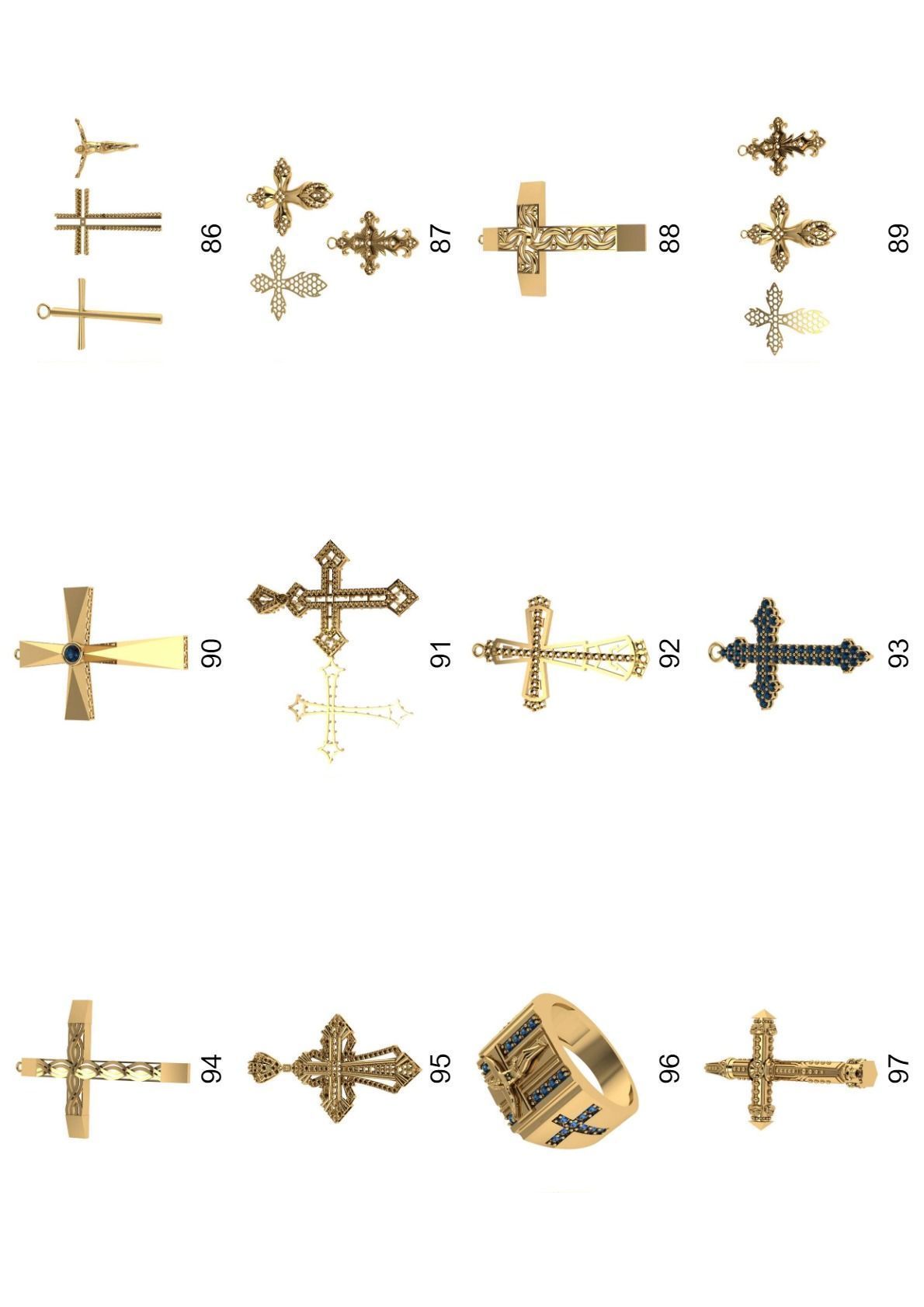 Cross pendant lot -300 3D print model_28