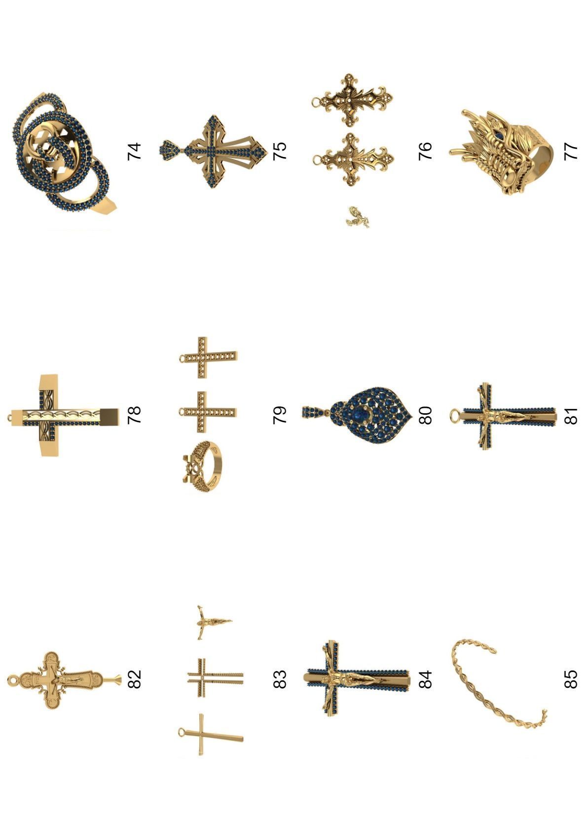 Cross pendant lot -300 3D print model_27