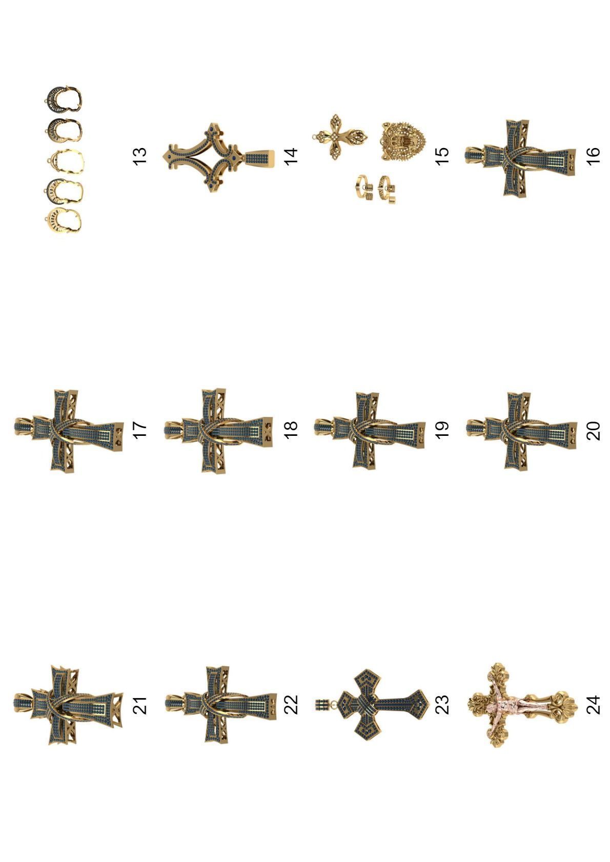 Cross pendant lot -300 3D print model_11