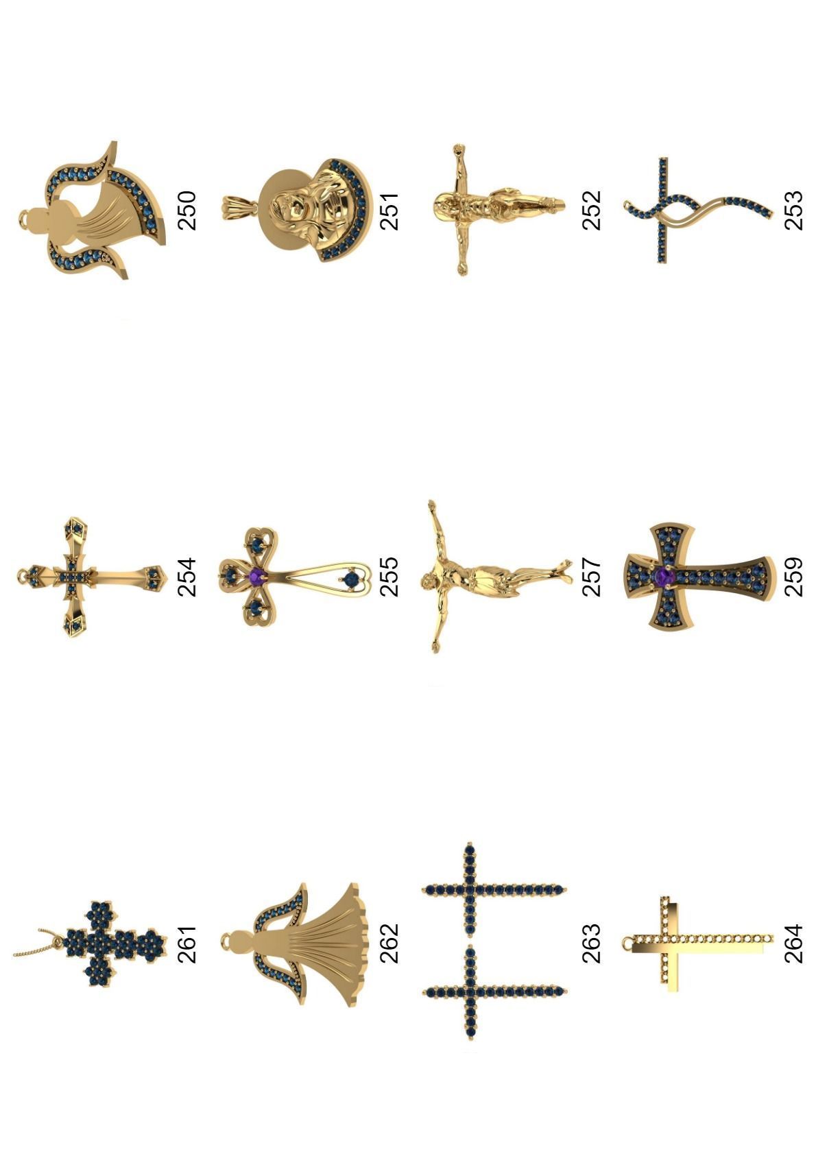 Cross pendant lot -300 3D print model_13