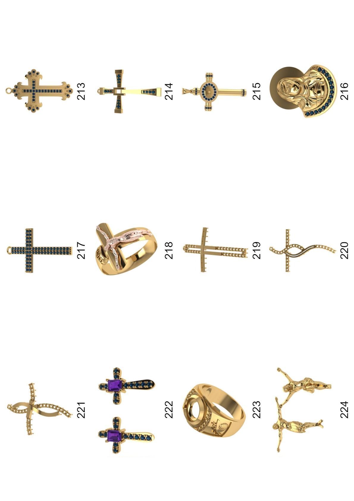 Cross pendant lot -300 3D print model_9