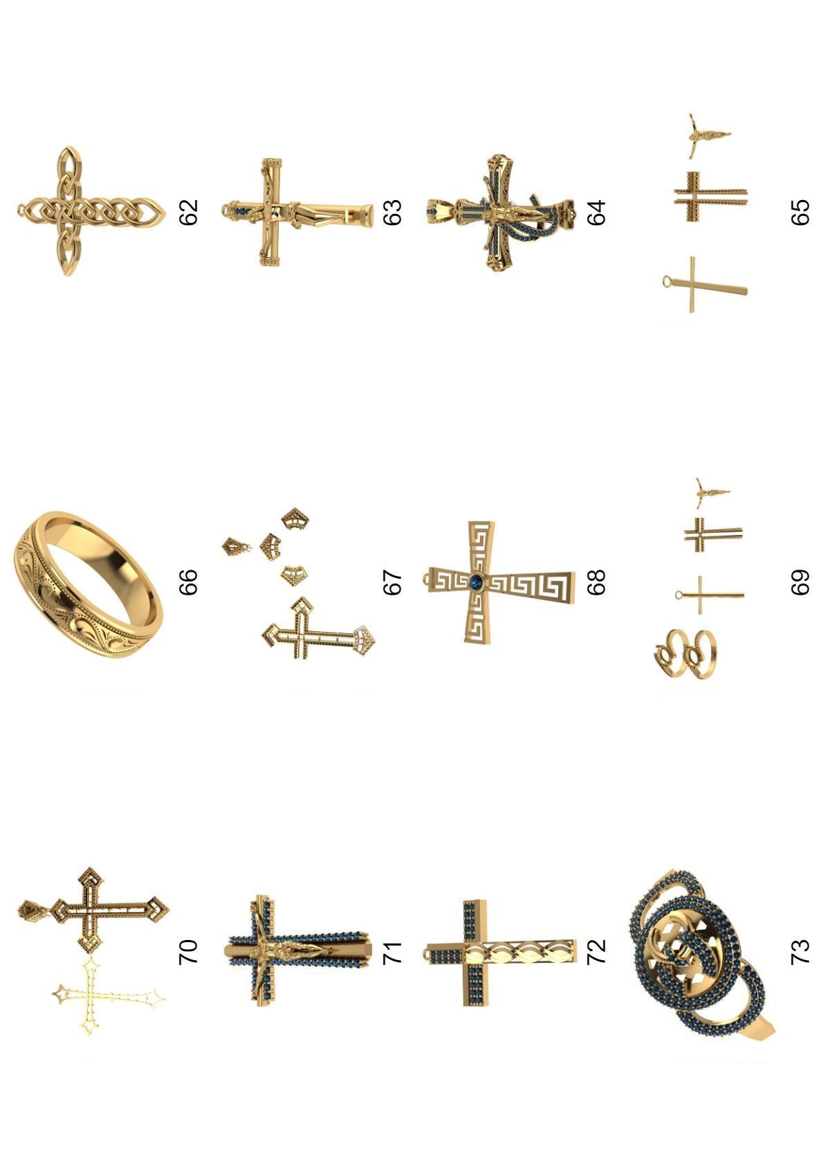 Cross pendant lot -300 3D print model_26