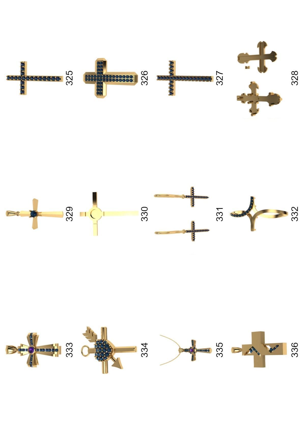 Cross pendant lot -300 3D print model_19