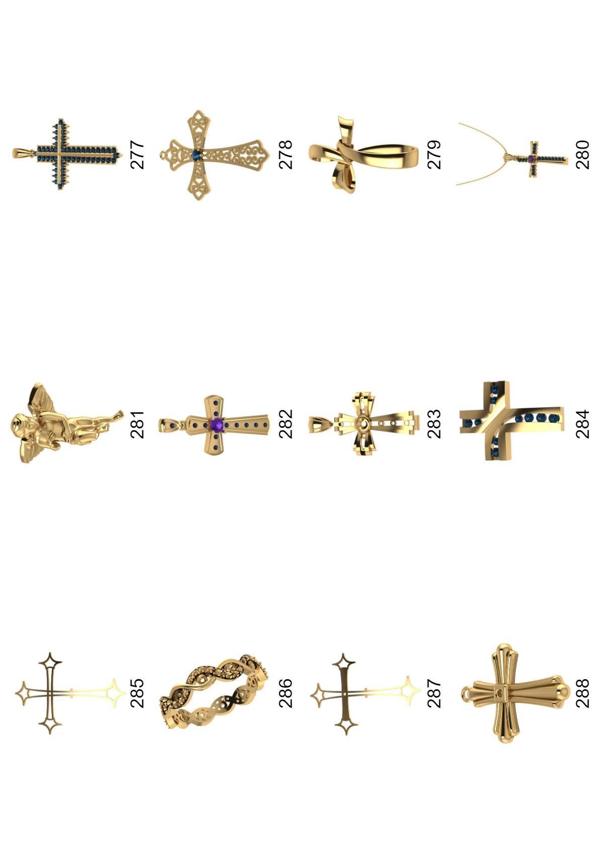 Cross pendant lot -300 3D print model_15