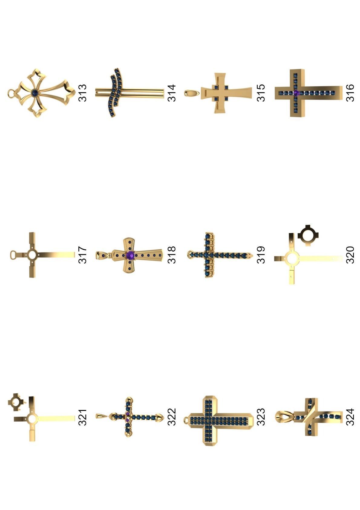 Cross pendant lot -300 3D print model_18