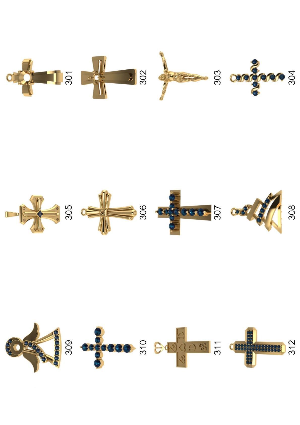 Cross pendant lot -300 3D print model_17