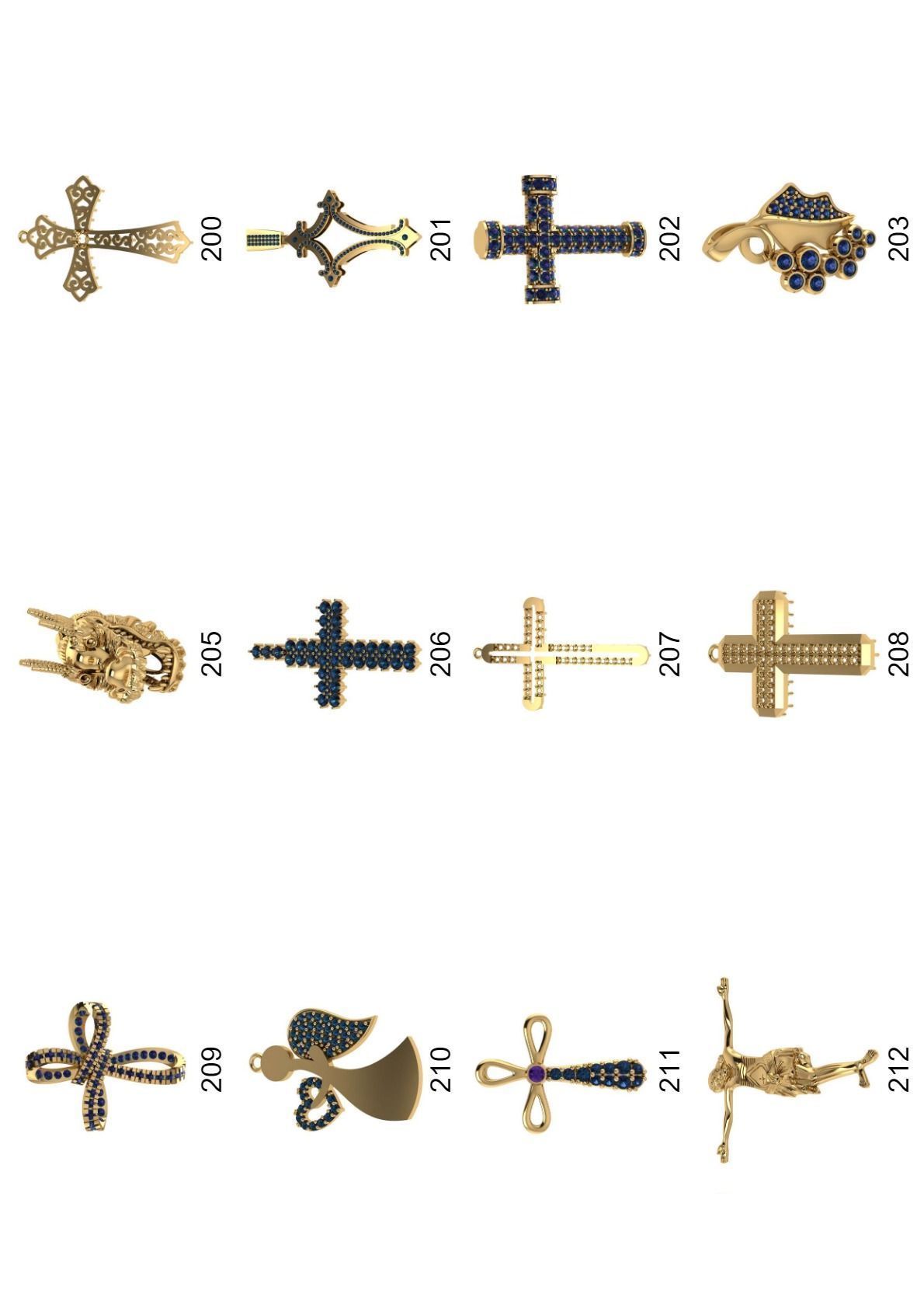 Cross pendant lot -300 3D print model_8