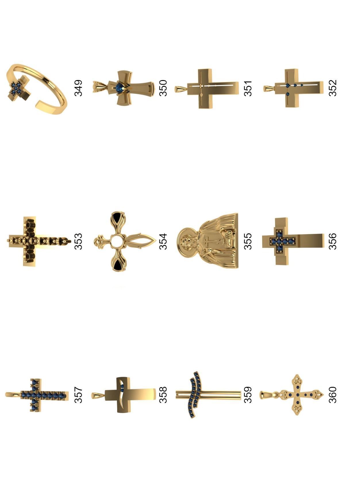Cross pendant lot -300 3D print model_21