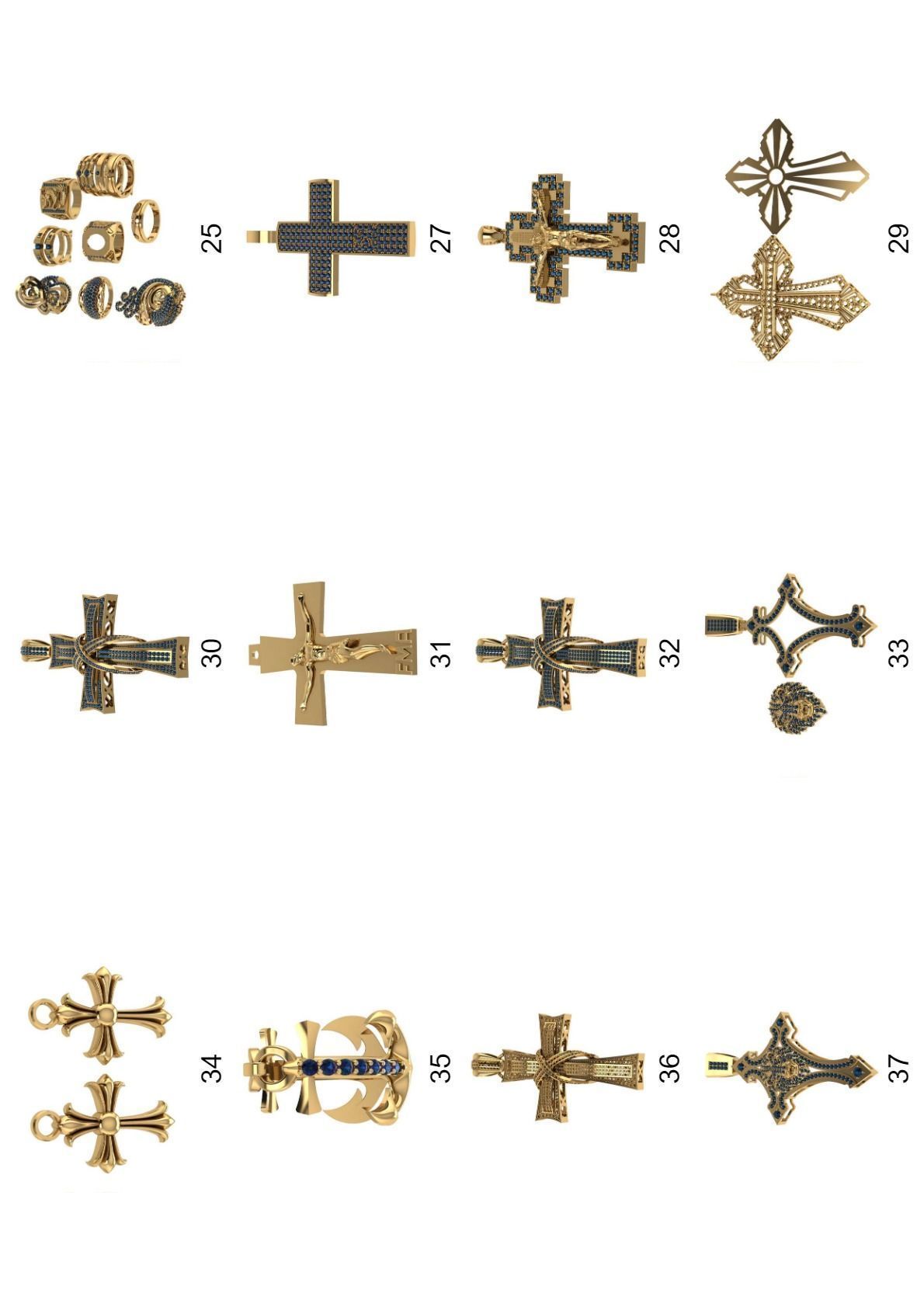 Cross pendant lot -300 3D print model_22