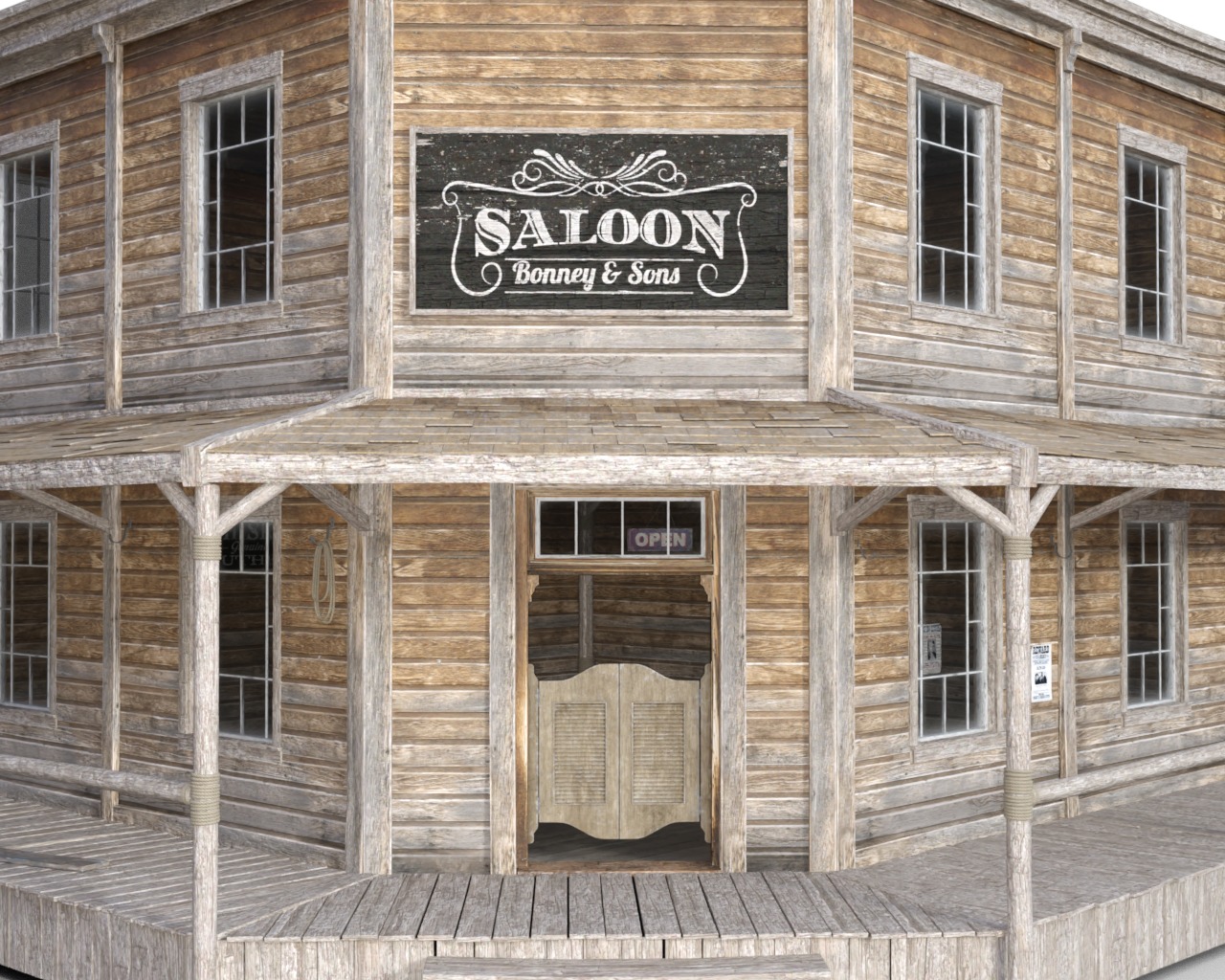 Saloon Wild West Low-poly 3D model Low-poly 3D model_4