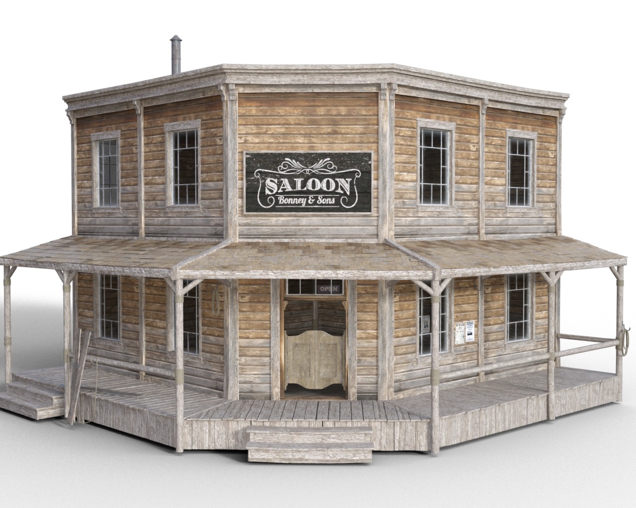 Saloon Wild West Low-poly 3D model Low-poly 3D model_1