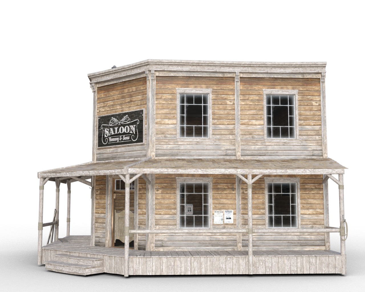 Saloon Wild West Low-poly 3D model Low-poly 3D model_3
