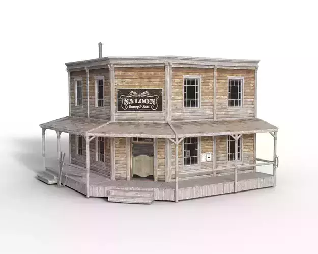 Saloon Wild West Low-poly 3D model