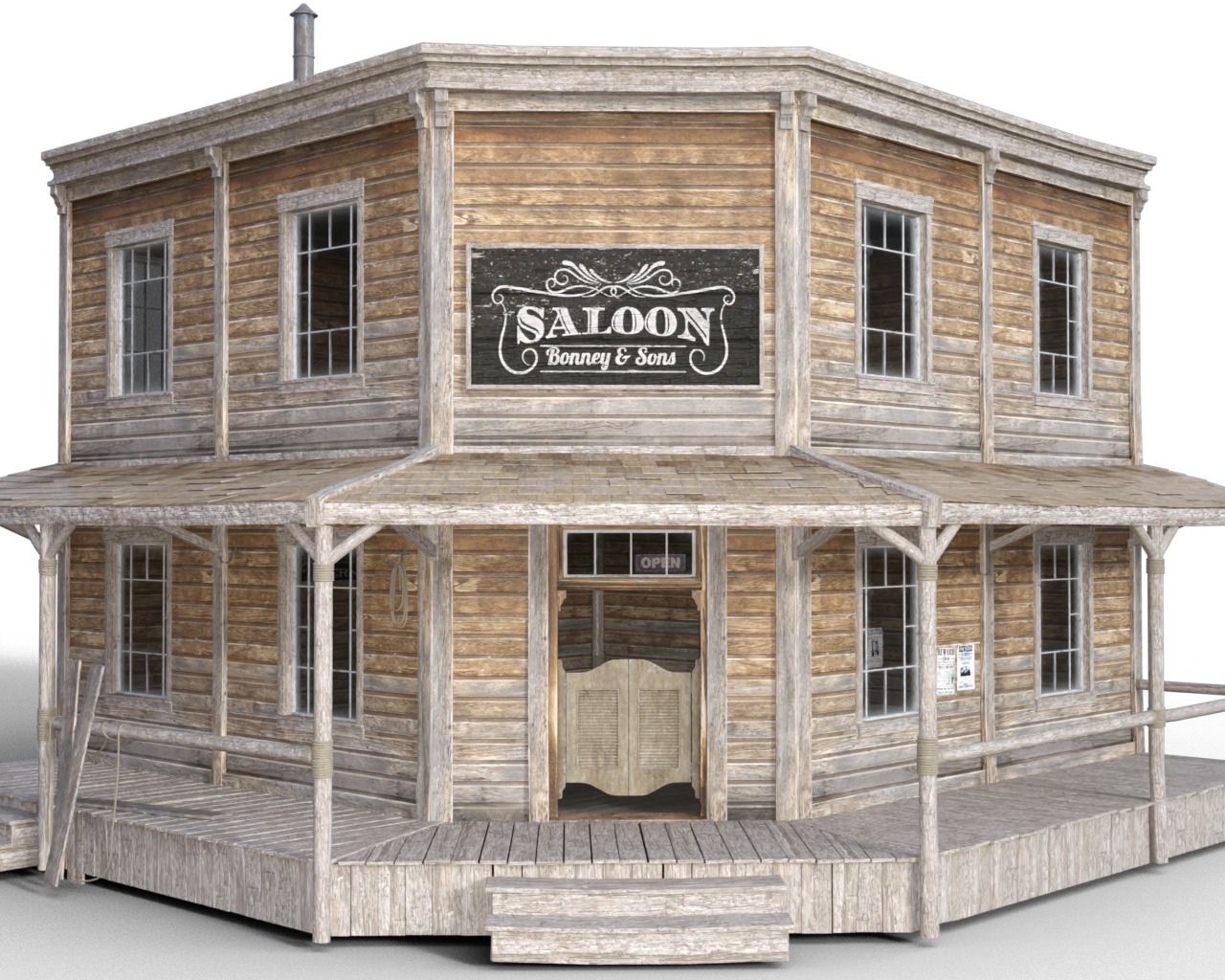 Saloon Wild West Low-poly 3D model Low-poly 3D model_5