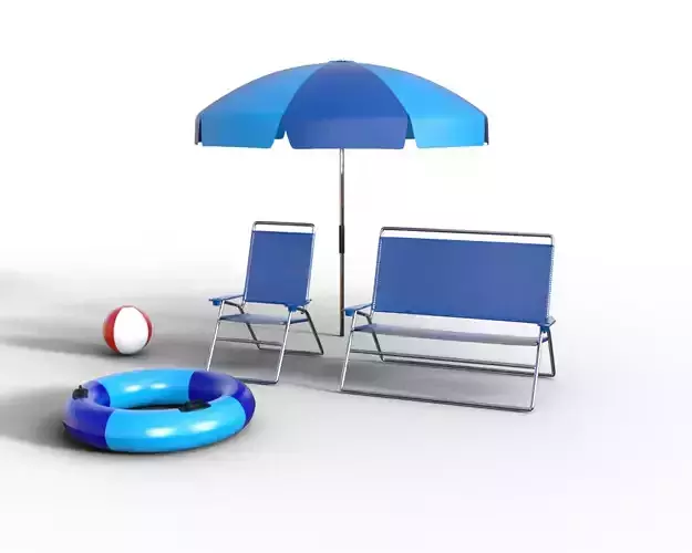  Beach Umbrella Ball Chair 3D model Low-poly 3D model