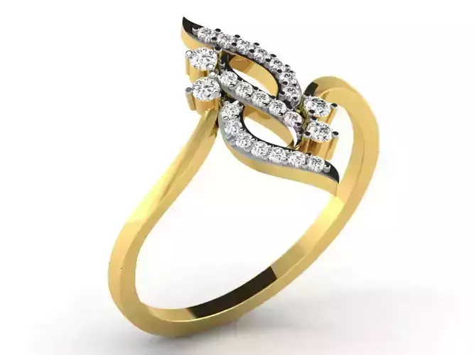 Light Weight Yellow Gold Diamond Ring DR-6344