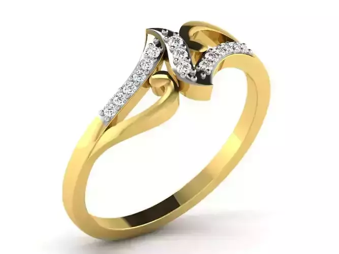 Light Weight Yellow Gold Diamond Ring DR-6375 3D print model