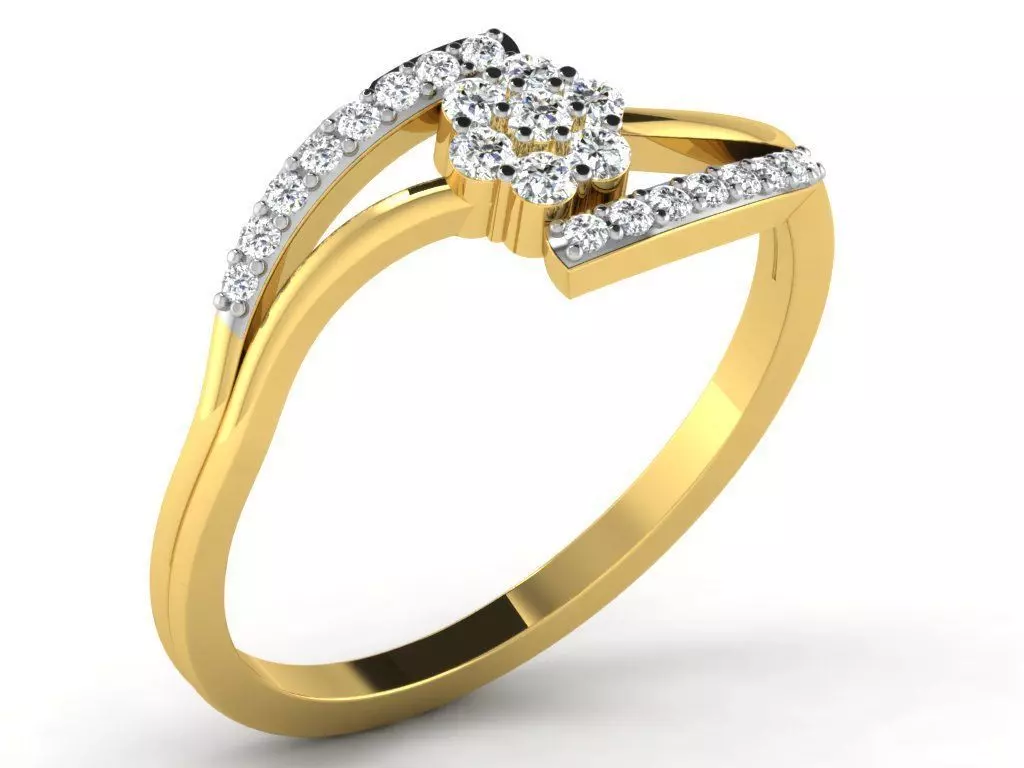 Light Weight Yellow Gold Diamond Ring DR-6376 3D print model_0