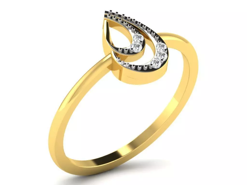 Light Weight Yellow Gold Diamond Ring DR-6393 3D print model_0