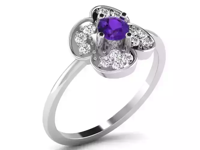 Light Weight White Gold Diamond Ring DR-6401 3D print model
