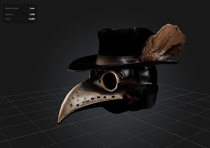  Plague Doctor Mask with Hat Low-poly 3D model