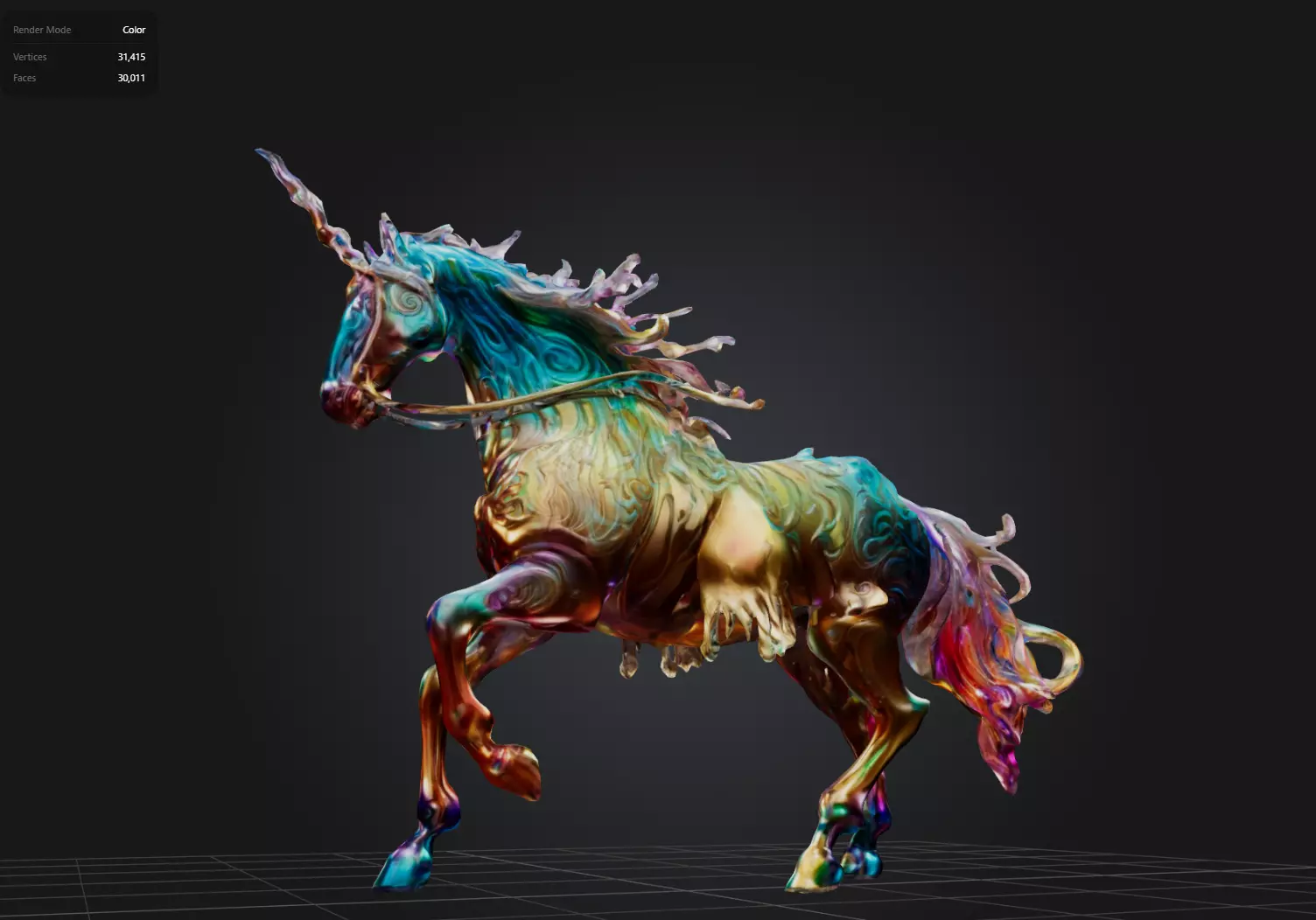 An enchanted unicorn Steed Low-poly 3D model