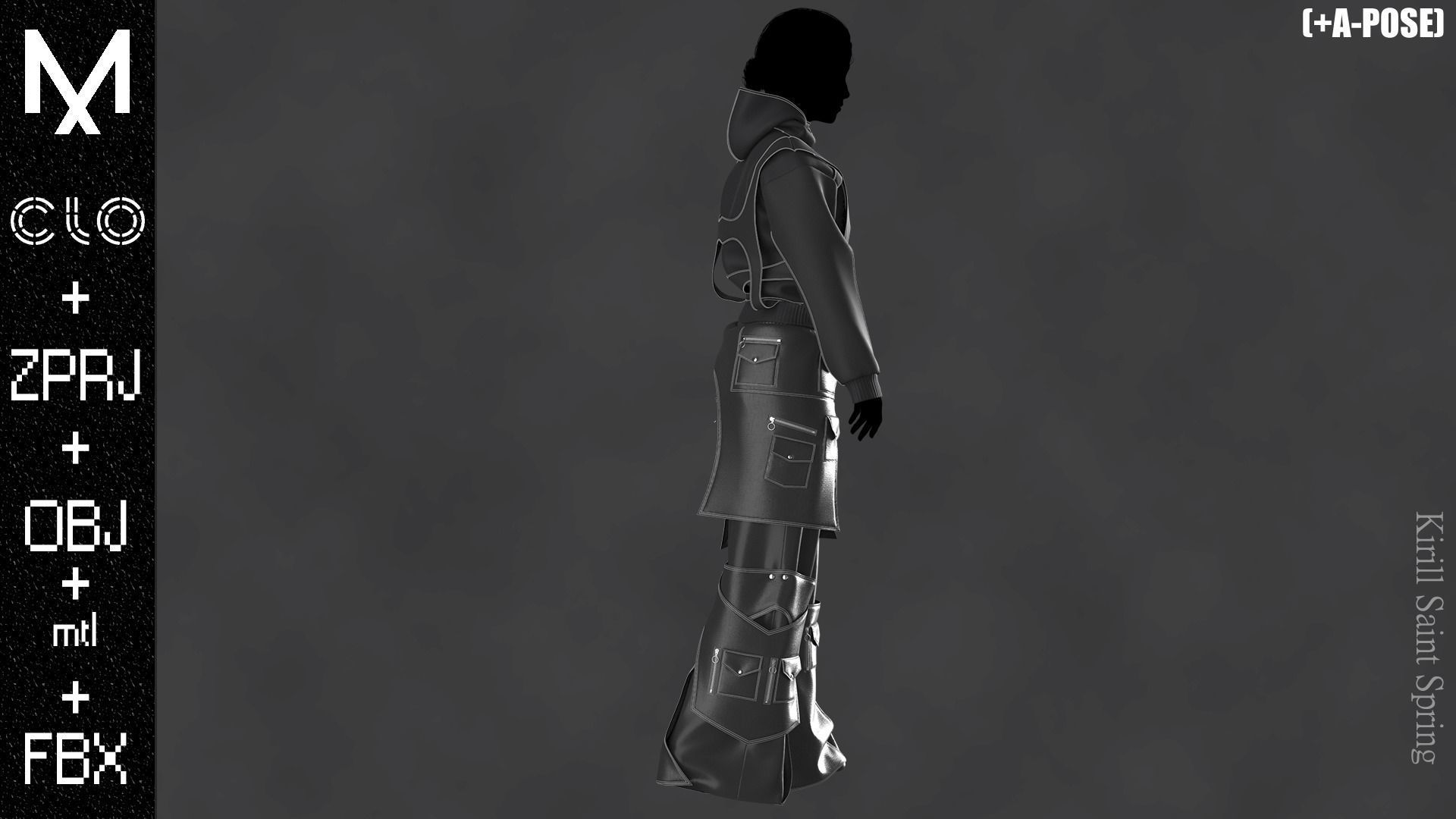 New Outfit Female Marvelous designer Clo3d OBJ mtl FBX ZPRJ 3D model_4