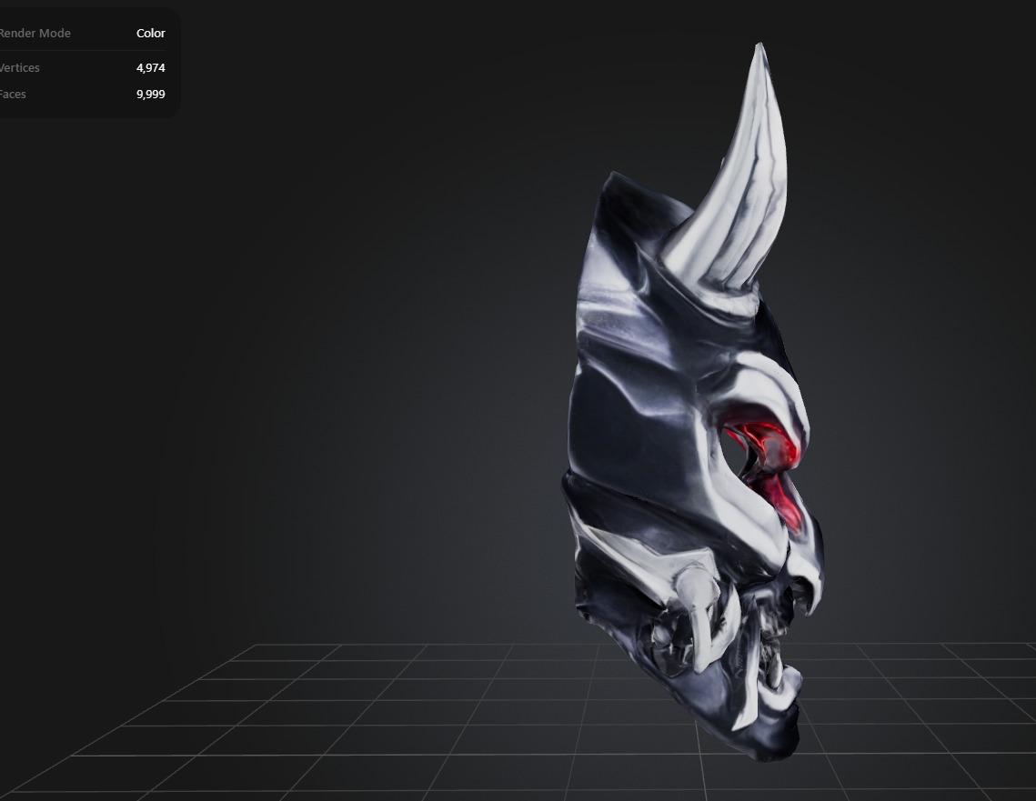Cyber Oni Mask Low-poly 3D model_1