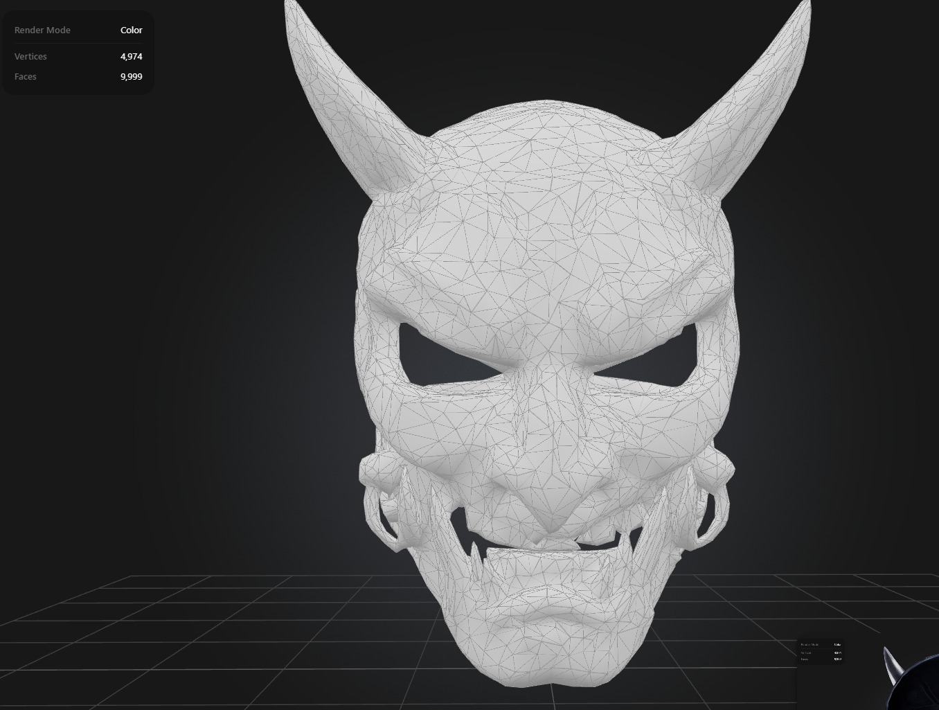 Cyber Oni Mask Low-poly 3D model_3