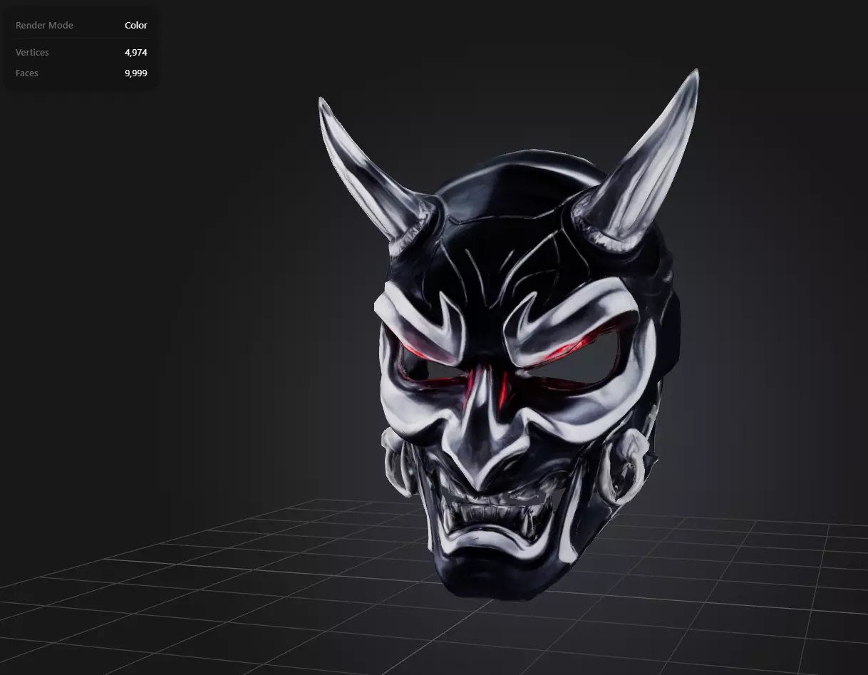 Cyber Oni Mask Low-poly 3D model_0